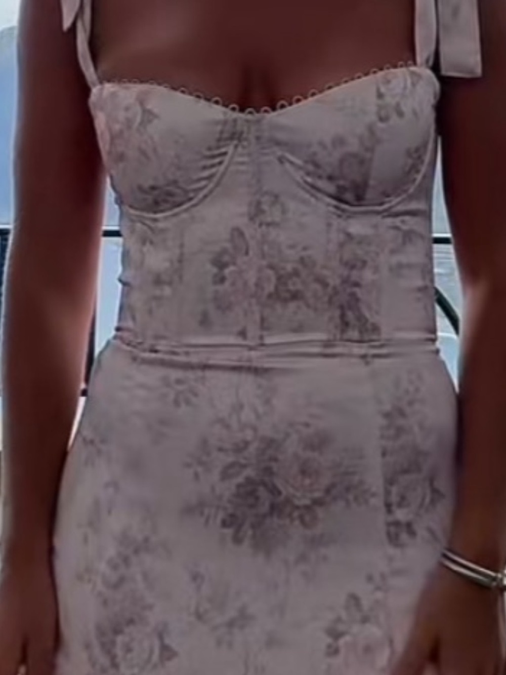 V. Chapman Pink Floral Ruffled Wedding Dress - Picture 2 of 3